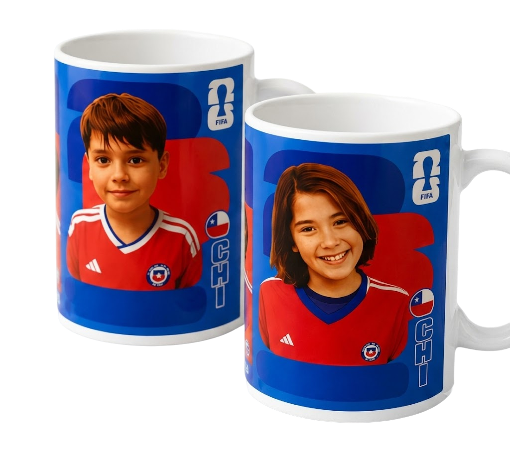 Tazón personalizado con foto en diseño estilo lámina Panini